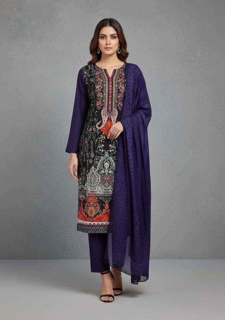 Multicolor Embroidery Rayon Kurta Set - Indya