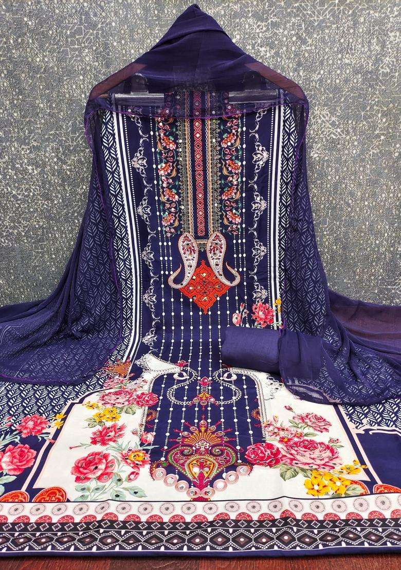 Multicolor Embroidery Rayon Kurta Set - Indya