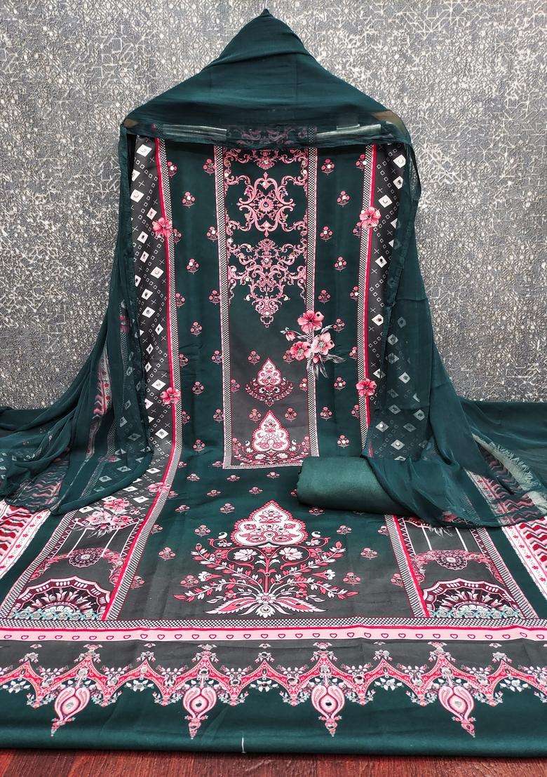 Teal Embroidery Rayon Kurta Set - Indya