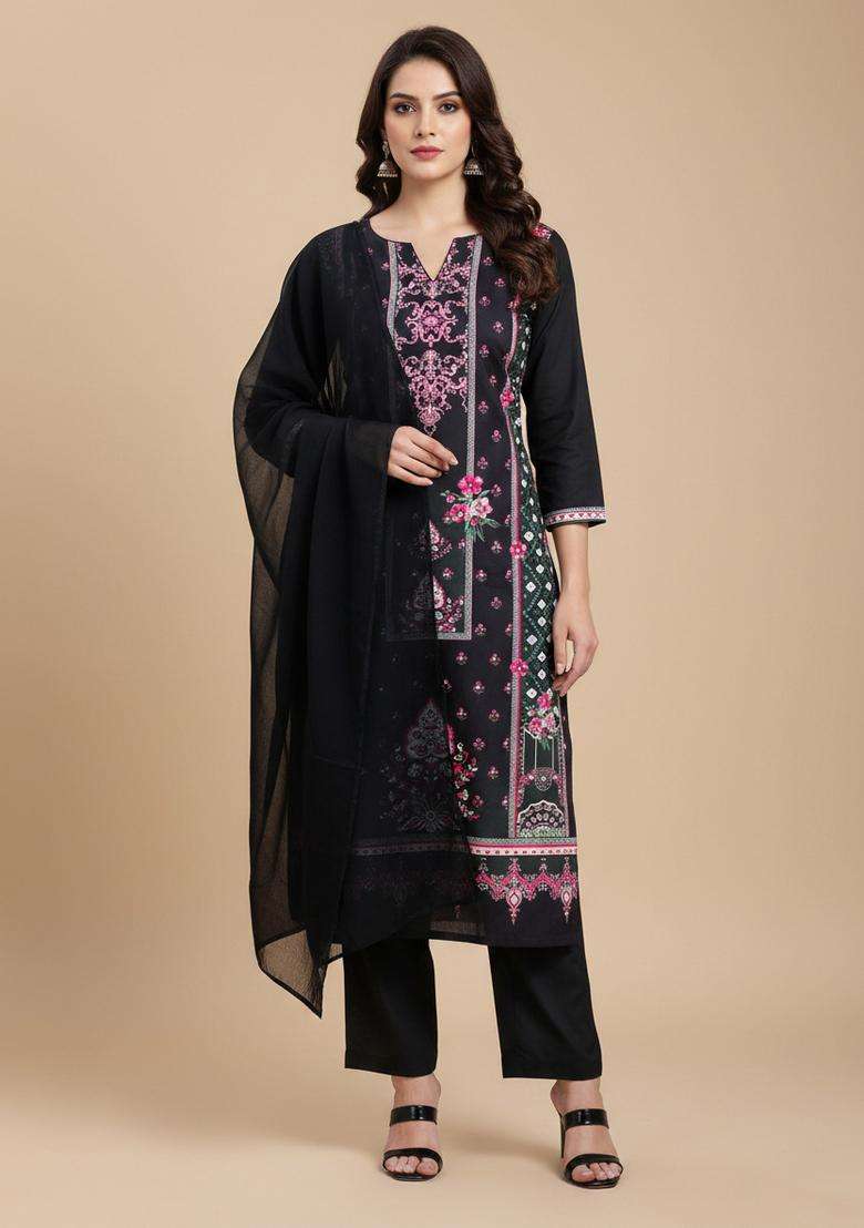 Multicolor Embroidery Rayon Kurta Set - Indya