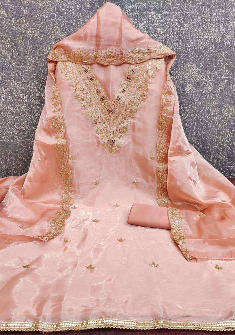 Cream Embroidery Cotton Kurta Set - Indya
