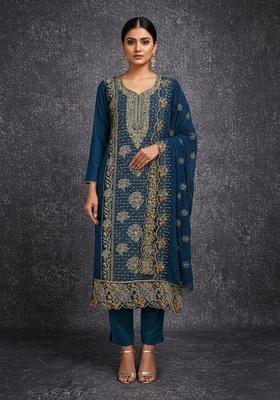 Multicolor Embroidery Georgette Kurta Set