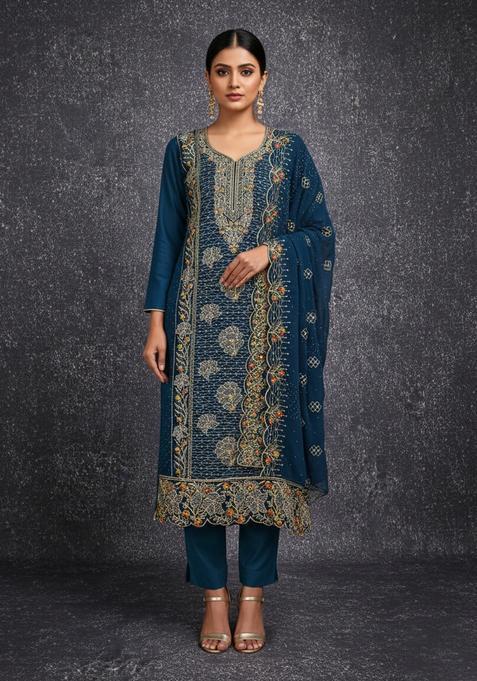 Multicolor Embroidery Georgette Kurta Set
