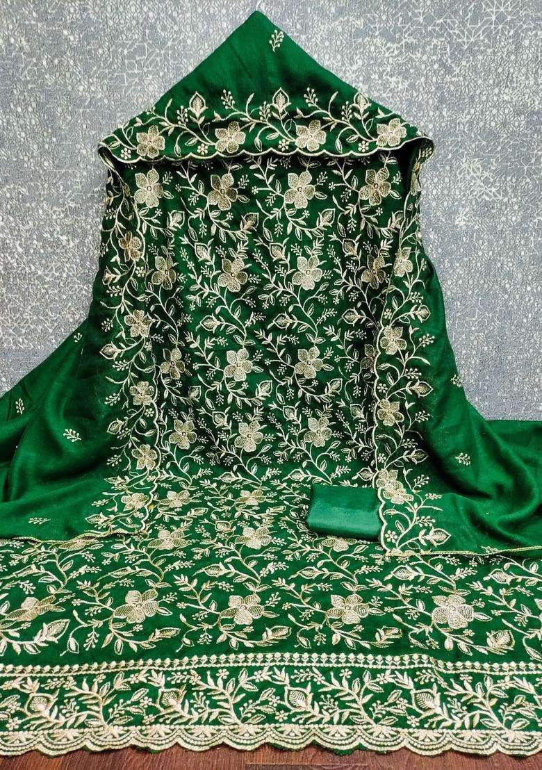 Magenta Embroidery Silk Kurta Set - Indya