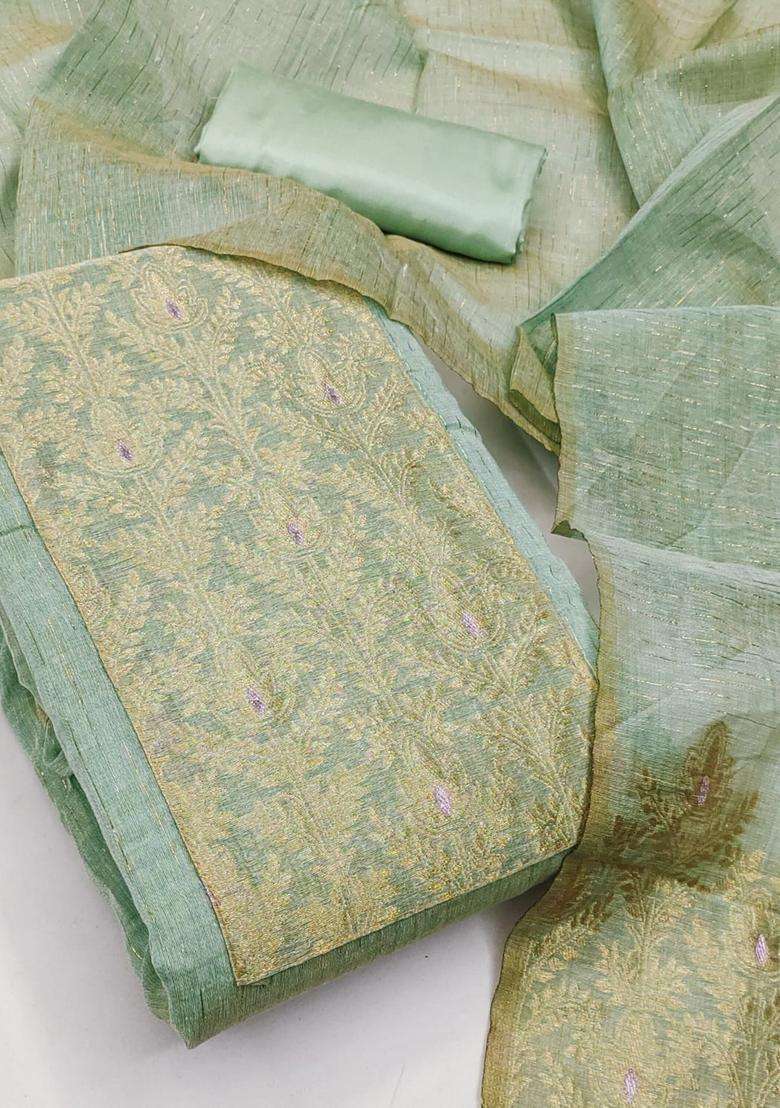 Green Embroidery Silk Kurta Set - Indya