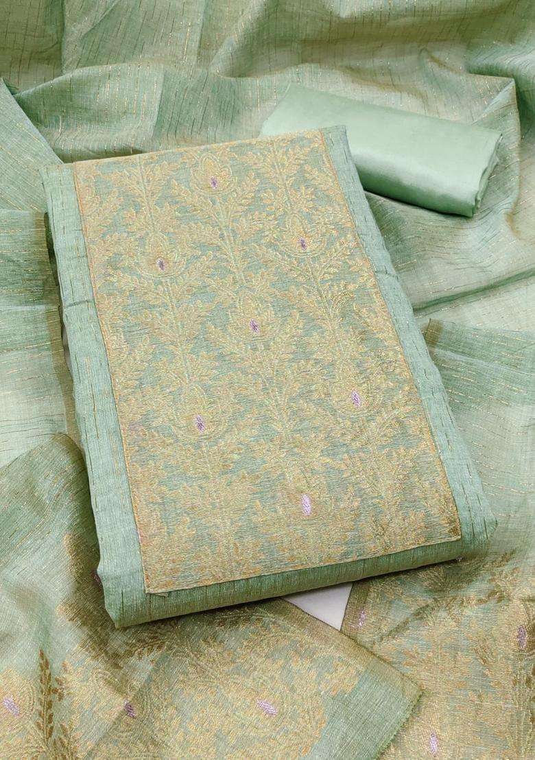 Green Embroidery Silk Kurta Set - Indya