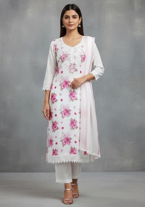 Pink Embroidery Georgette Kurta Set