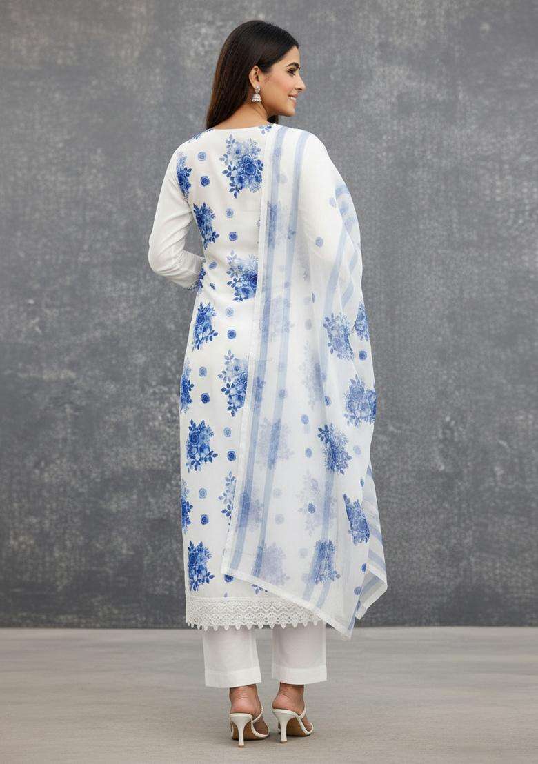 Purple Embroidery Georgette Kurta Set - Indya