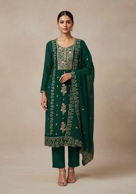 Multicolor Embroidery Georgette Kurta Set