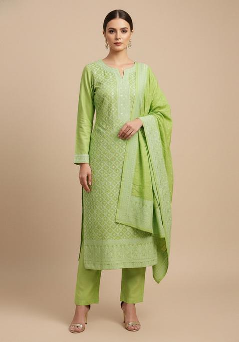 Multicolor Embroidery Chanderi Kurta Set
