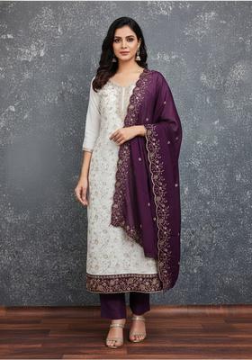 Maroon Embroidery Silk Kurta Set