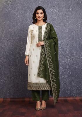 Multicolor Embroidery Silk Kurta Set