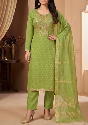 Mustard Embroidery Shimmer Kurta Set