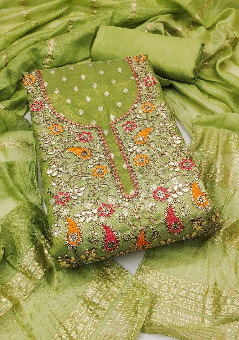 Mustard Embroidery Shimmer Kurta Set - Indya