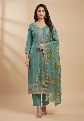 Yellow Embroidery Silk Kurta Set