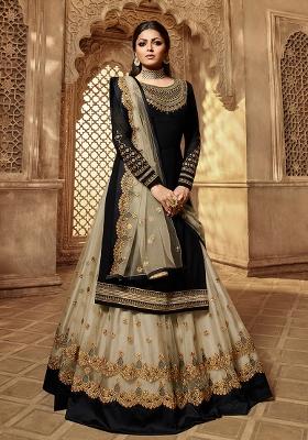 Black Embroidered Georgette Kurta Set