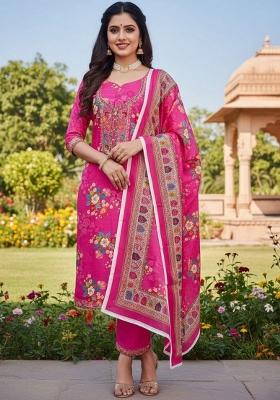 Pink Abstract Silk Kurta Set
