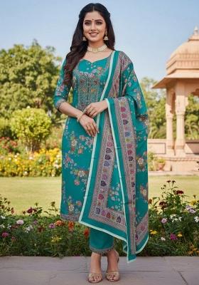 Blue Abstract Silk Kurta Set