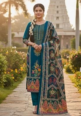 Blue Abstract Chiffon Kurta Set