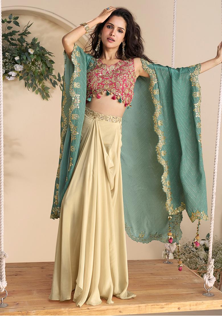 Multicolor Embroidery Chinon Fusion Set - Indya