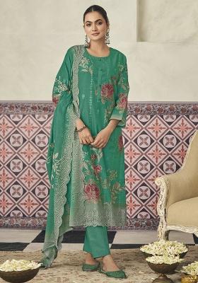 Green Printed Cotton Kurta Set