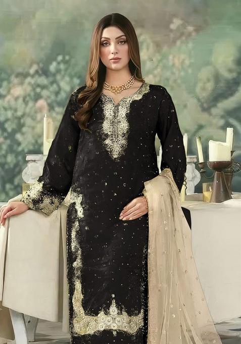 Black Embroidery Jimmy Choo Kurta Set
