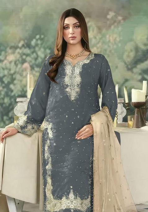 Grey Embroidery Jimmy Choo Kurta Set