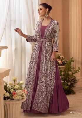 White Embroidered Chinon Shrug Set