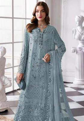 Light Blue Embroidery Georgette Kurta Set