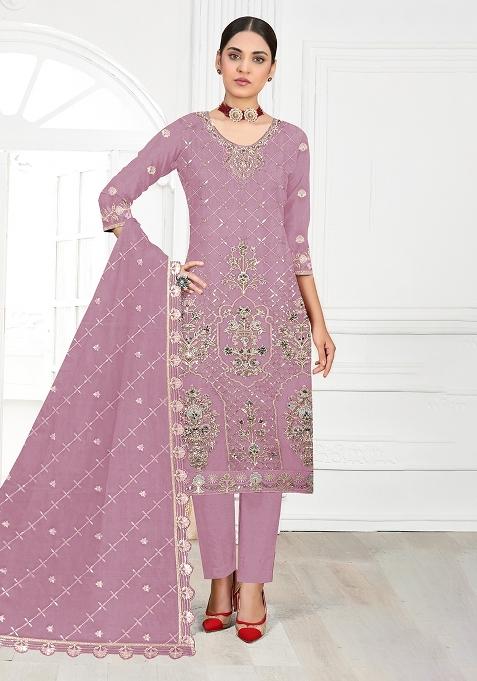 Pink Embroidery Georgette Pakistani Suit Set