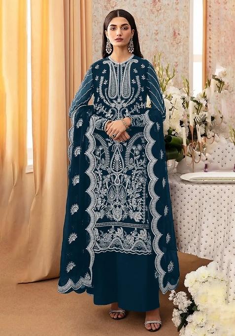 Rama Embroidery Georgette Pakistani Suit Set