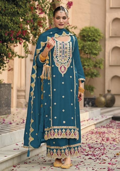 Morpeach Embroidery Chinon Pakistani Suit Set