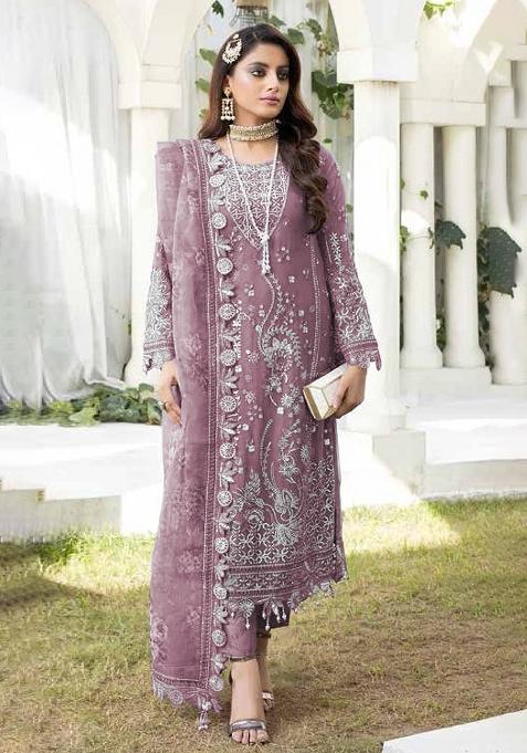 Pink Embroidery Georgette Pakistani Suit Set