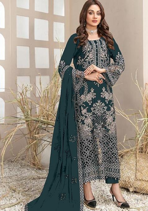 Rama Embroidery Georgette Pakistani Suit Set