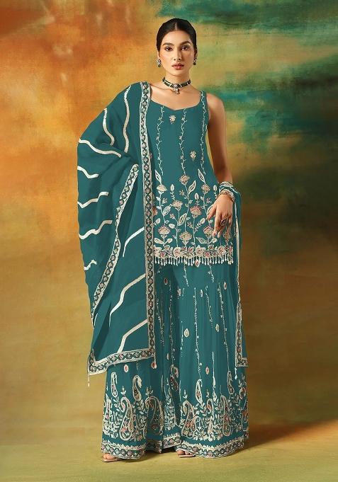 Rama Embroidery Georgette Pakistani Suit Set
