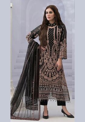 Purple Embroidery Velvet Pakistani Suit Set