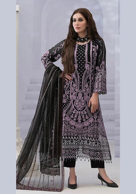 Black Embroidery Velvet Pakistani Suit Set