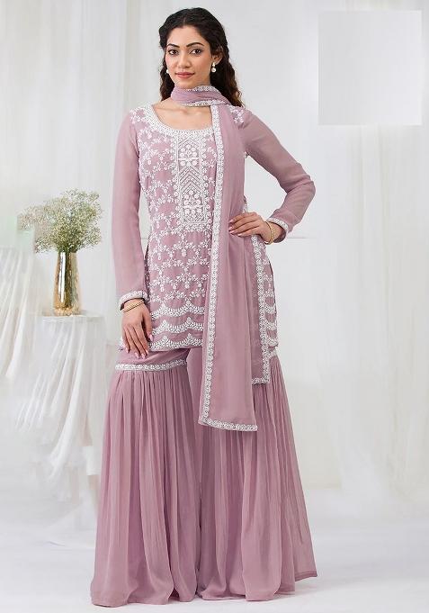 Pink Embroidery Georgette Pakistani Suit Set