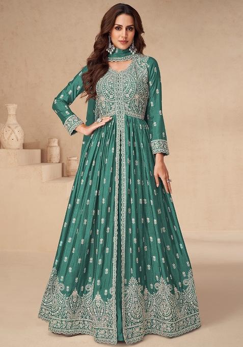 Green Embroidery Chinon Pakistani Suit Set