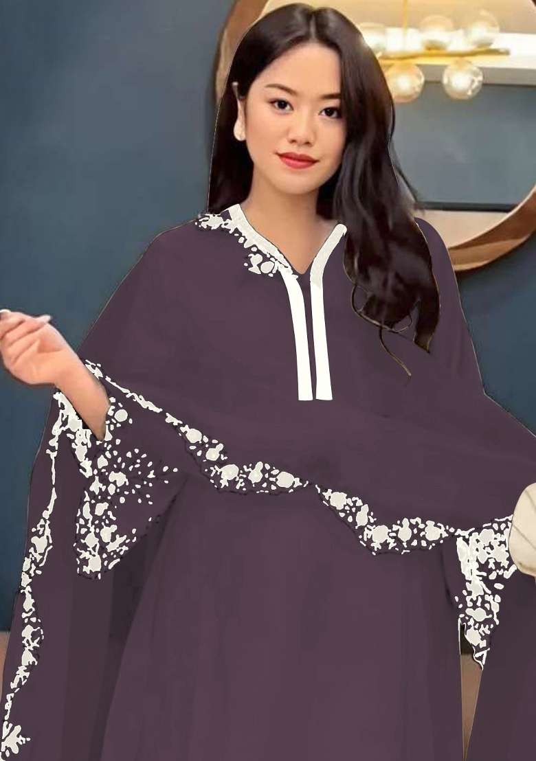 Wine Embroidery Georgette Pakistani Suit Set - Indya