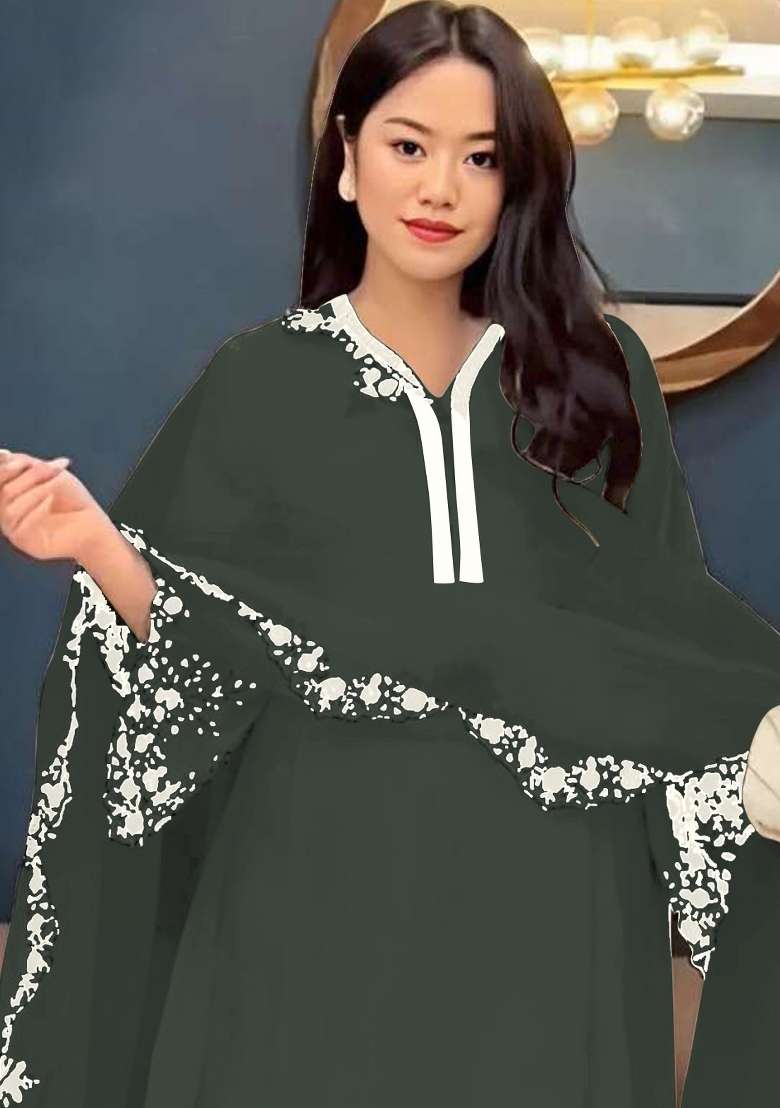 Green Embroidery Georgette Pakistani Suit Set - Indya