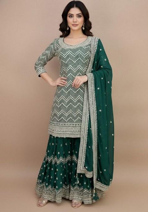 Green Embroidery Georgette Salwar Kameez