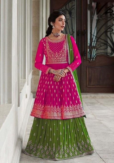 Pink Embroidery Georgette Salwar Kameez