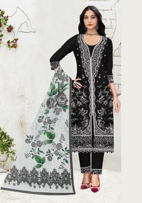 Black Embroidery Cotton Salwar Kameez