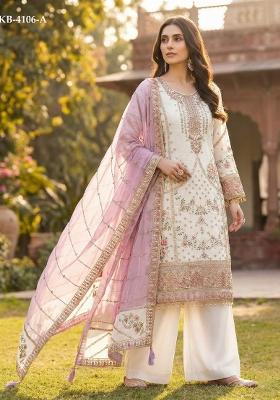White Embroidery Georgette Salwar Kameez