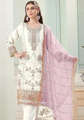 Pink Embroidery Georgette Kurta Set