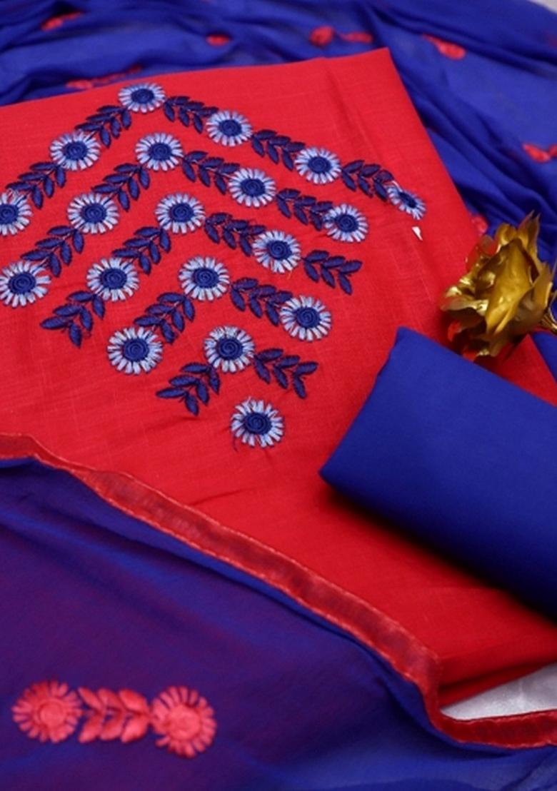 Pink Embroidery Chanderi Kurta Set - Indya