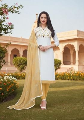 White Embroidery Chanderi Kurta Set
