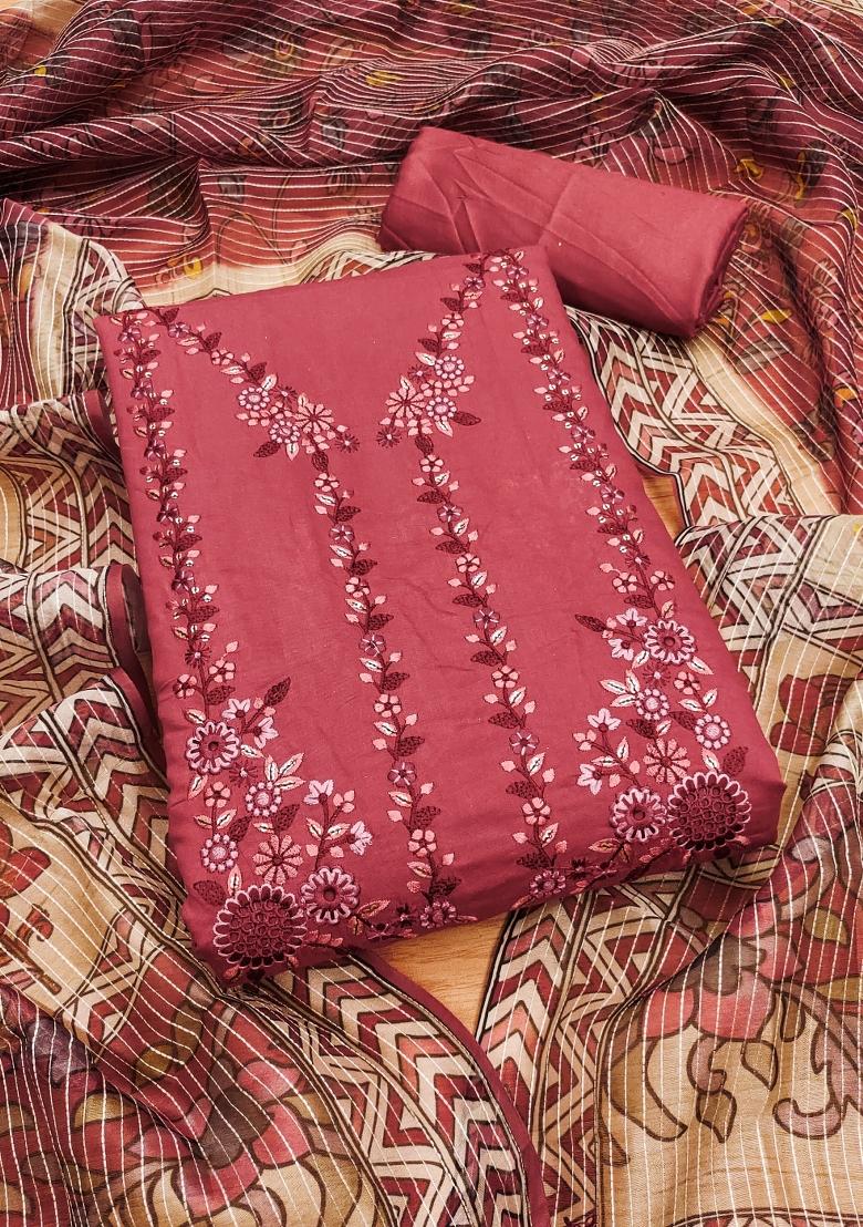 Pink Embroidery Silk Kurta Set - Indya