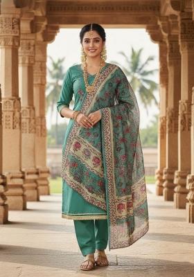 Blue Embroidery Silk Kurta Set